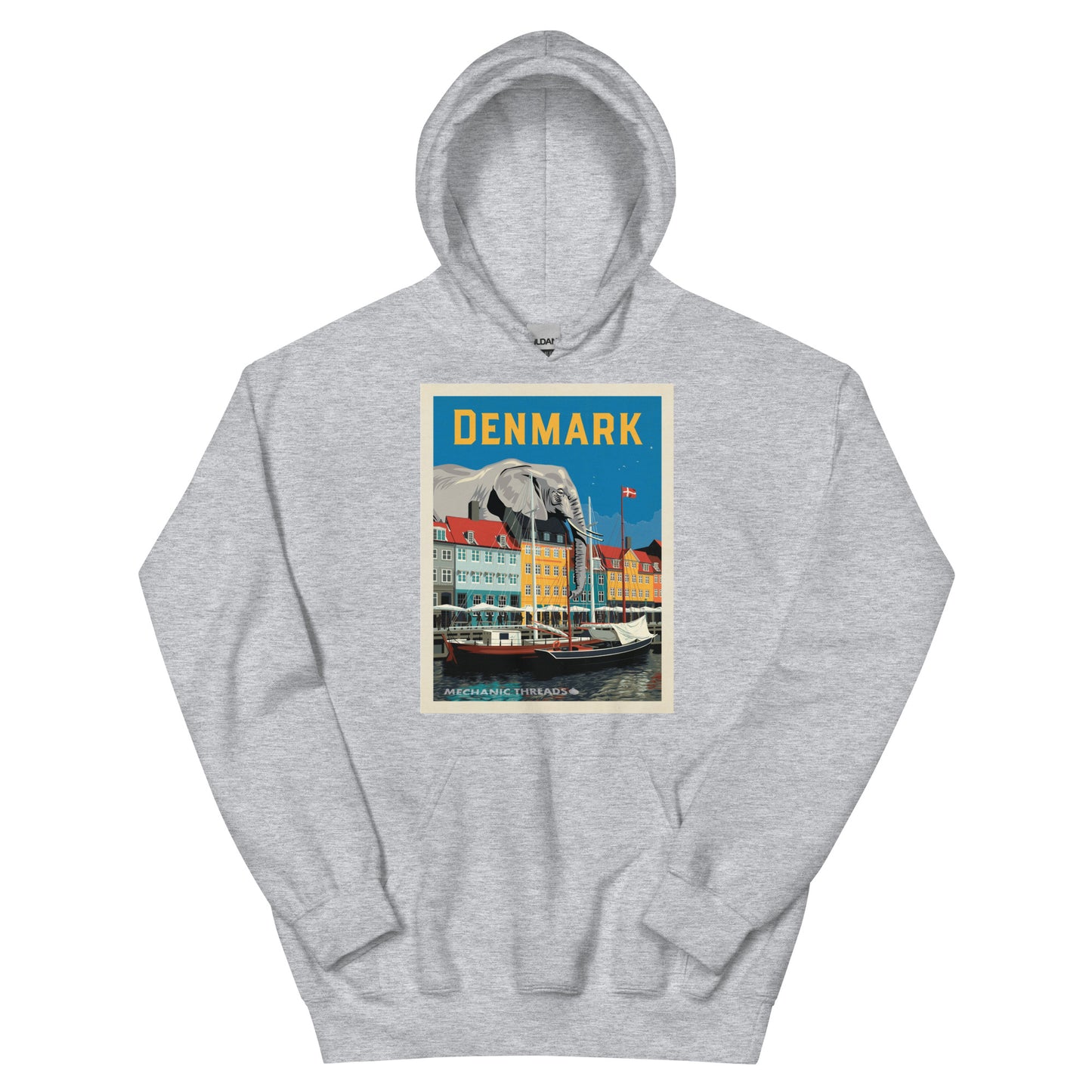 Grey Elephant in Denmark Hoodie